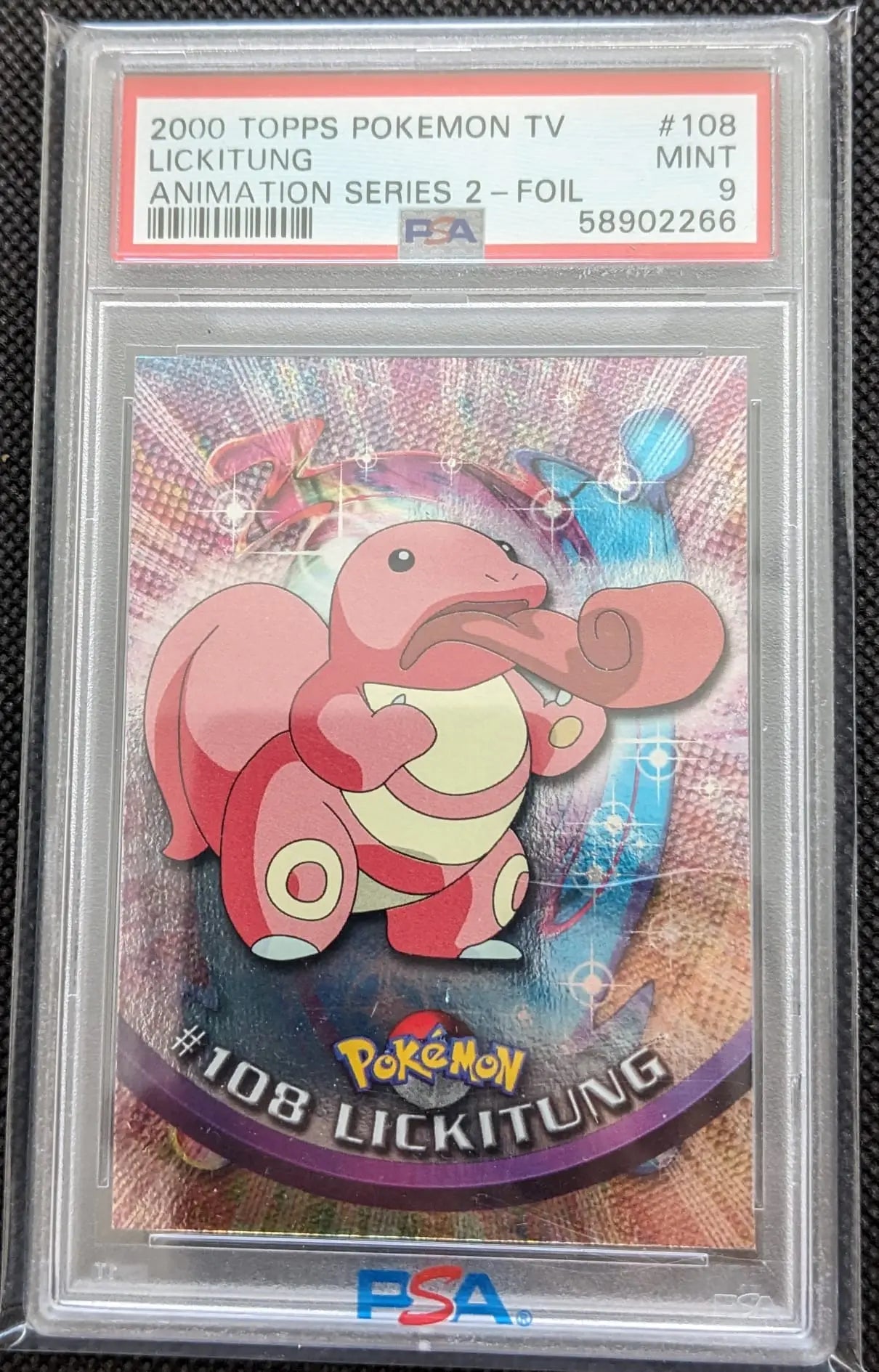 PSA 9 Schlurp Lickitung Topps Animation Series Chrome Pokemon T.V. Holo Foil - Image #1