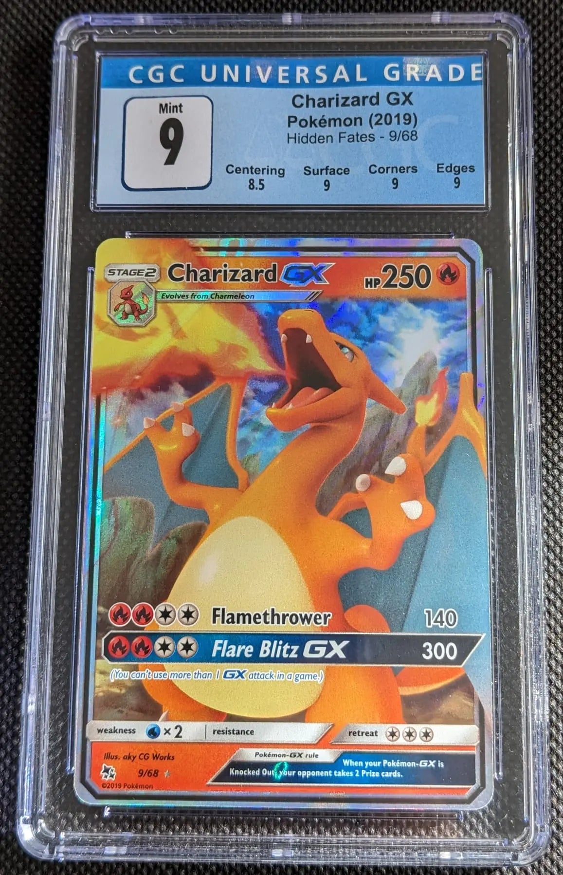 CGC 9 Glurak GX Charizard 9/68 Verborgenes Schicksal Pokemon Karte English - Image #1