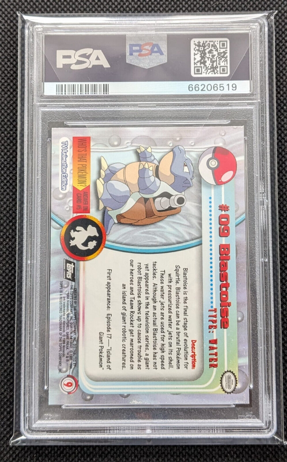 PSA 8 Turtok Pokemon Topps Holo Foil Pokemon T. V. 2/102 Blastoise #9 Karte