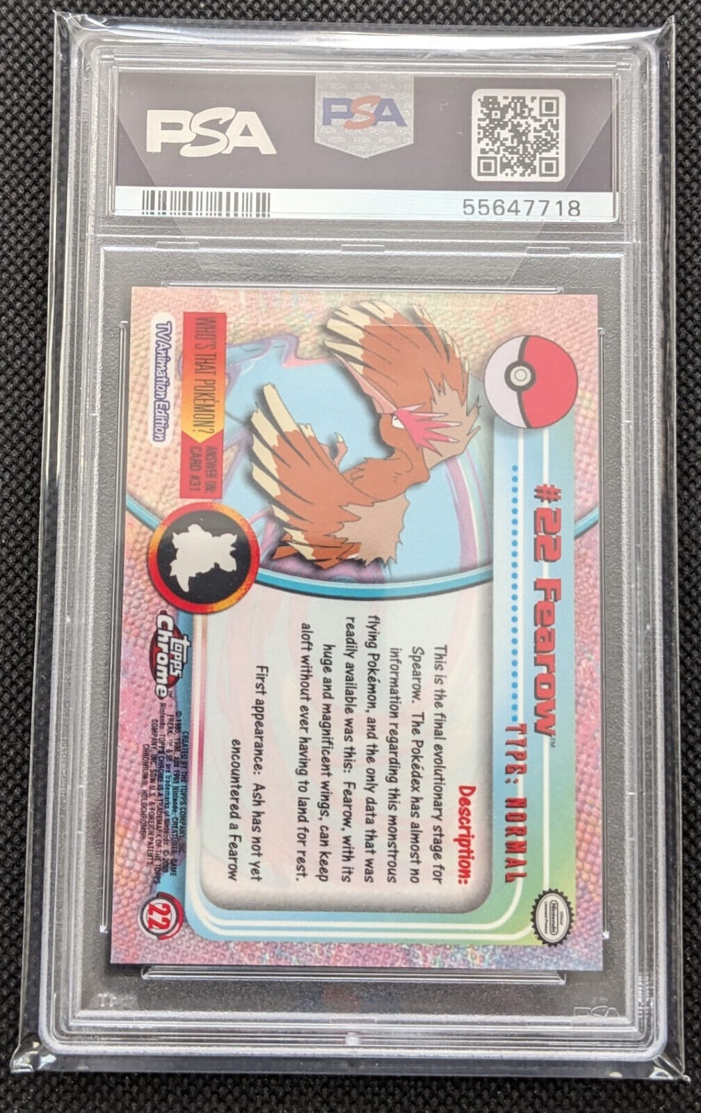 PSA 8 Ibitak Pokemon Topps Chrome Fearow Pokemon T. V. #22 Karte 2000 Holo English