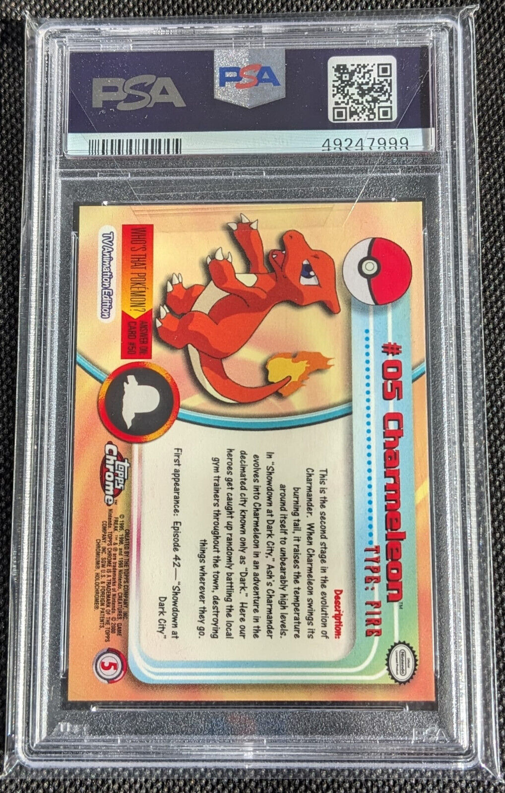 PSA 9 Glutexo Charmeleon 2000 Pokemon Topps Chrome T. V. #5 English