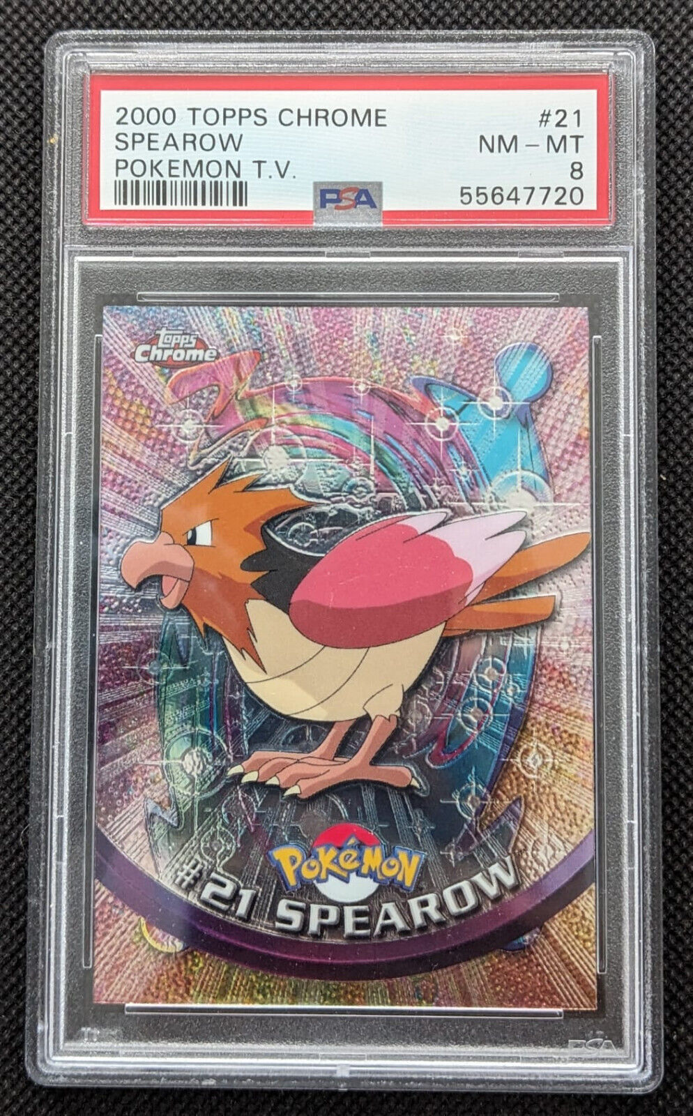 PSA 8 Habitak #21 Spearow Pokemon Topps Chrome 2000 Pokemon T. V. English